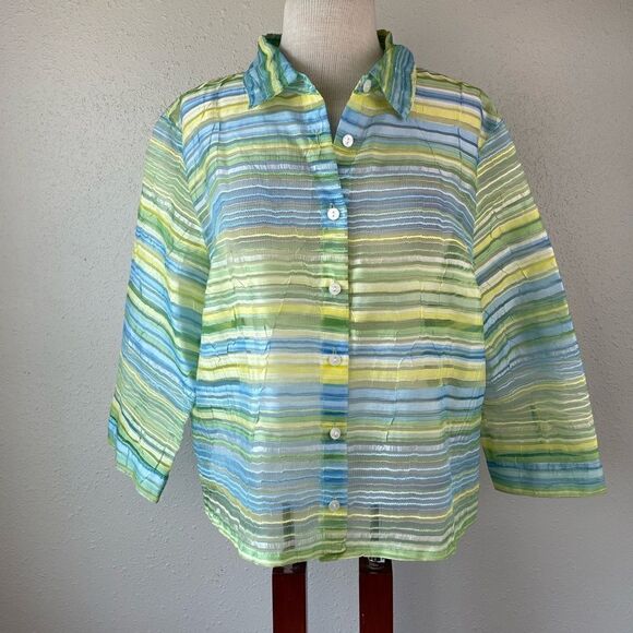 Elementz Sheer Button Down Top Size XL EUC - Picture 1 of 5